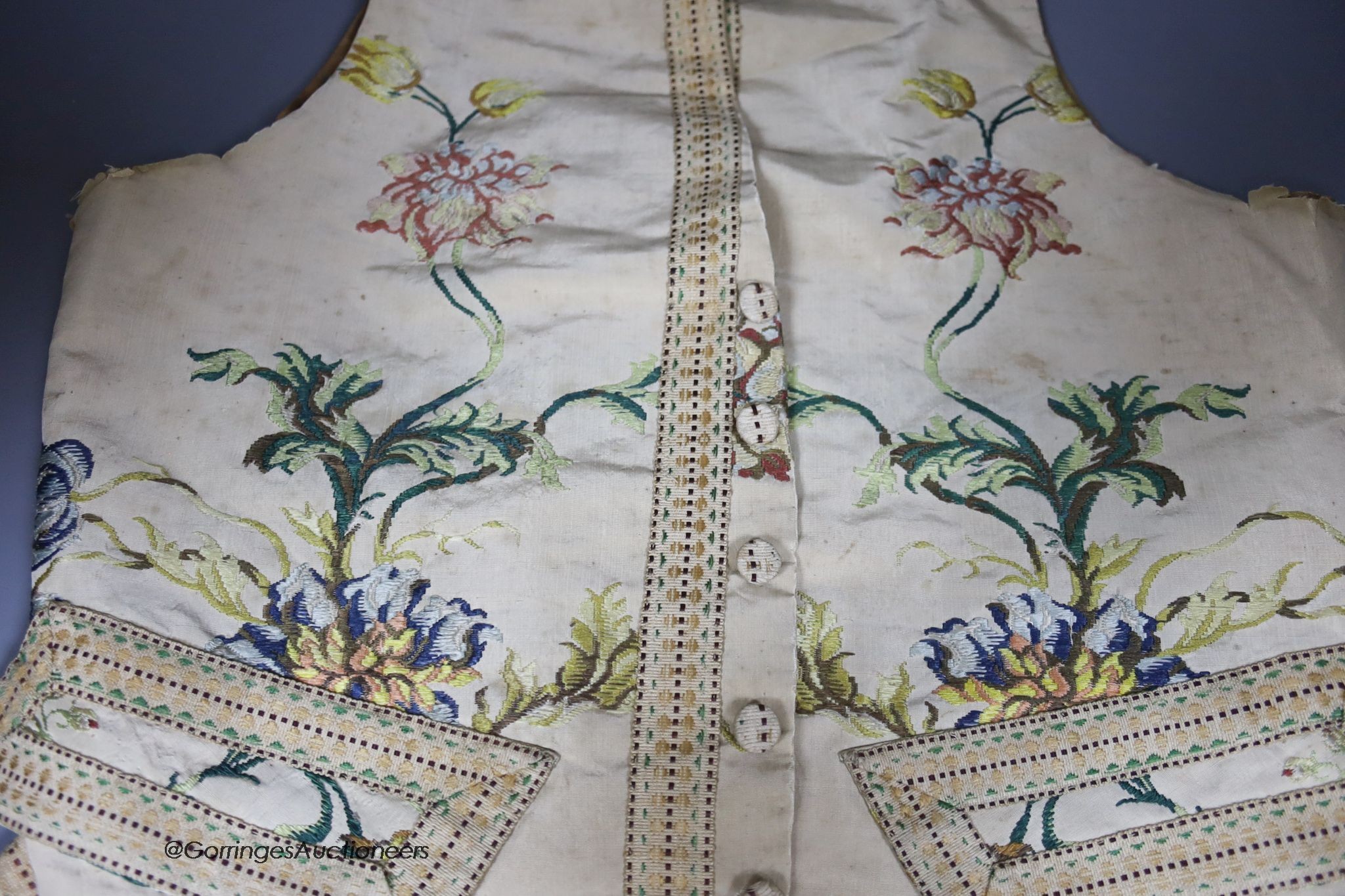 A late 18th century brocade child's waistcoat